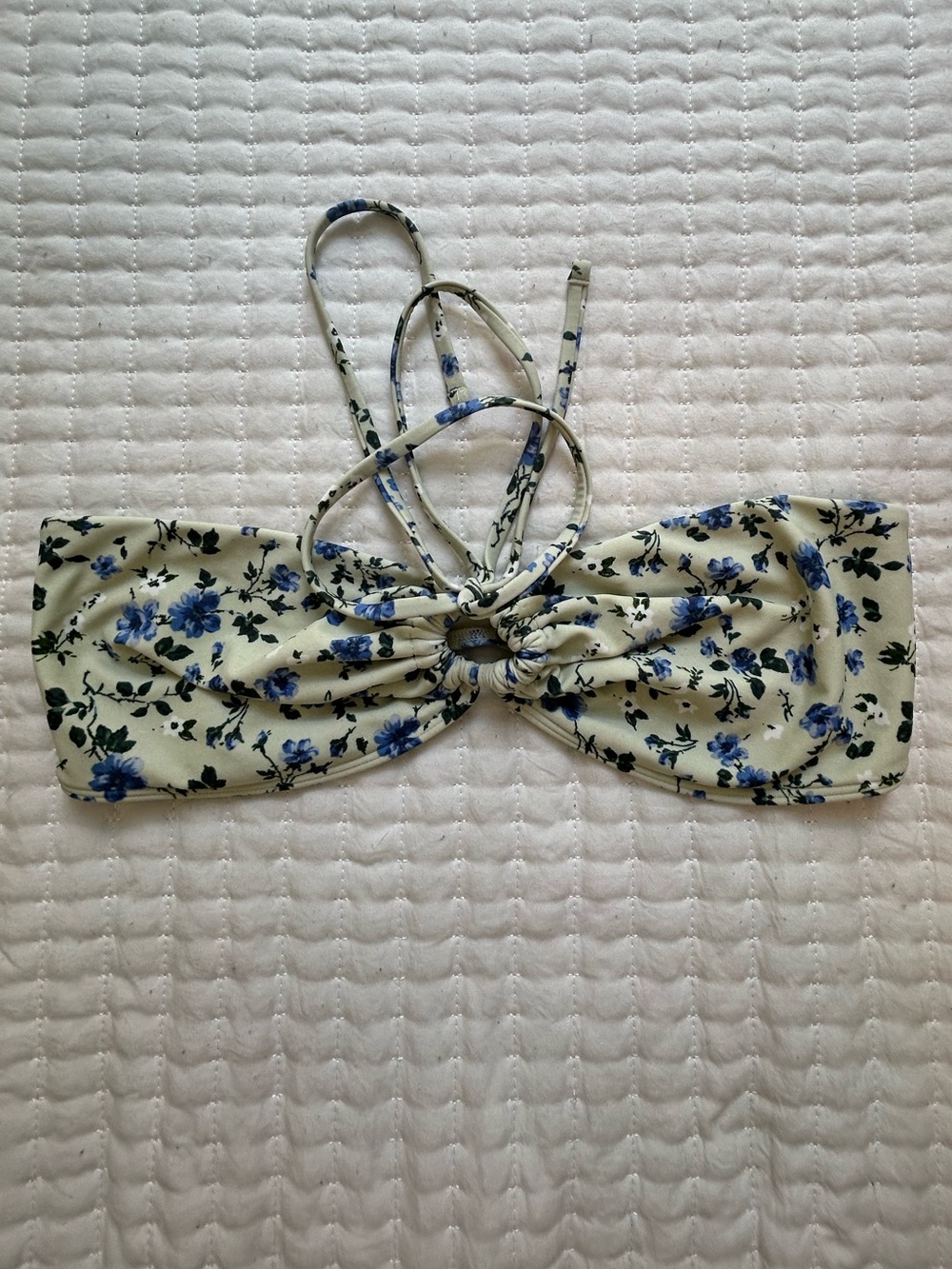 Dippin Daisy Blue Floral Bandeau Swim Top Size Medium